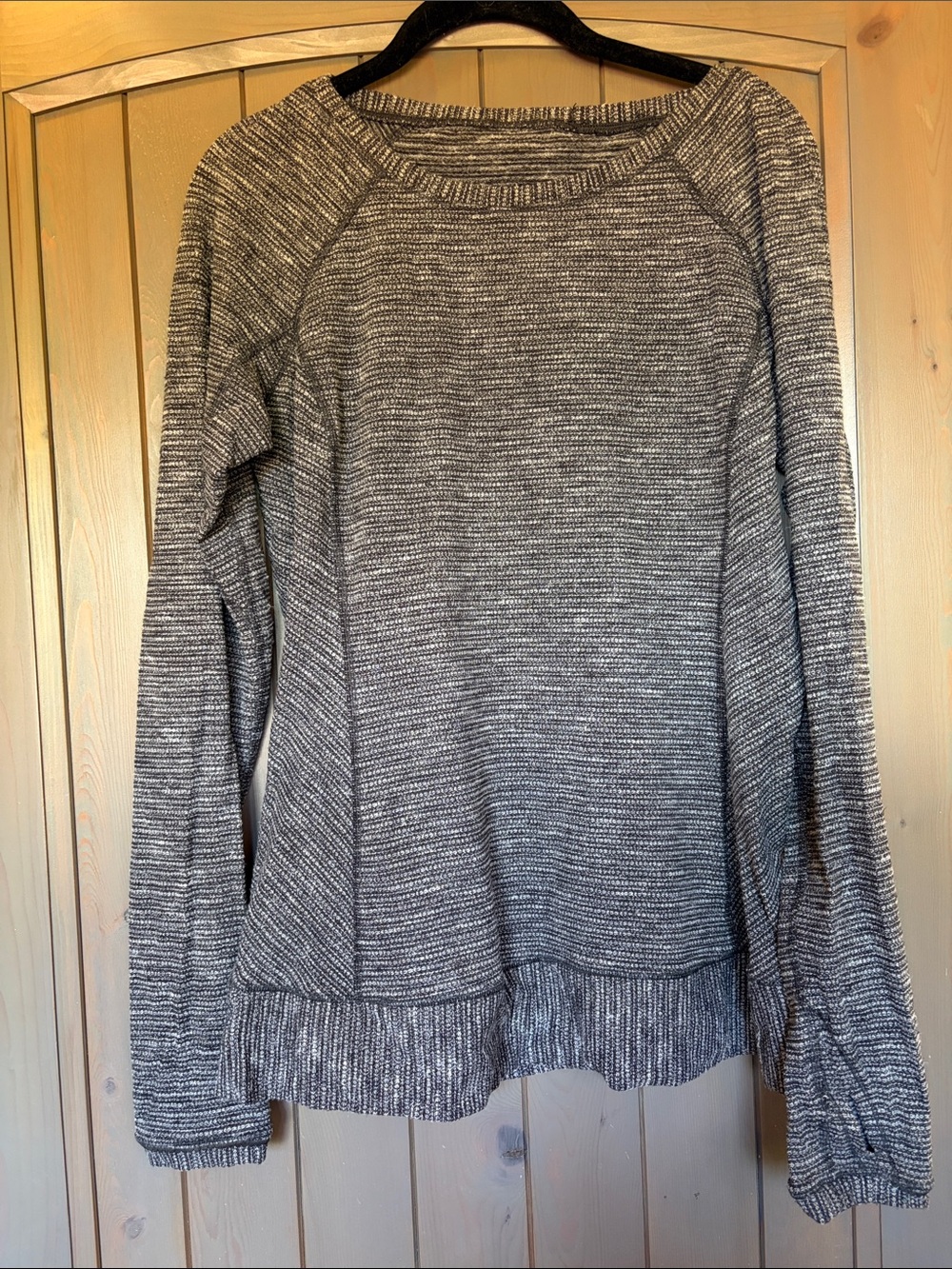 lululemon athletica Gray,White  and Black Stripe Crew Neck Pullover